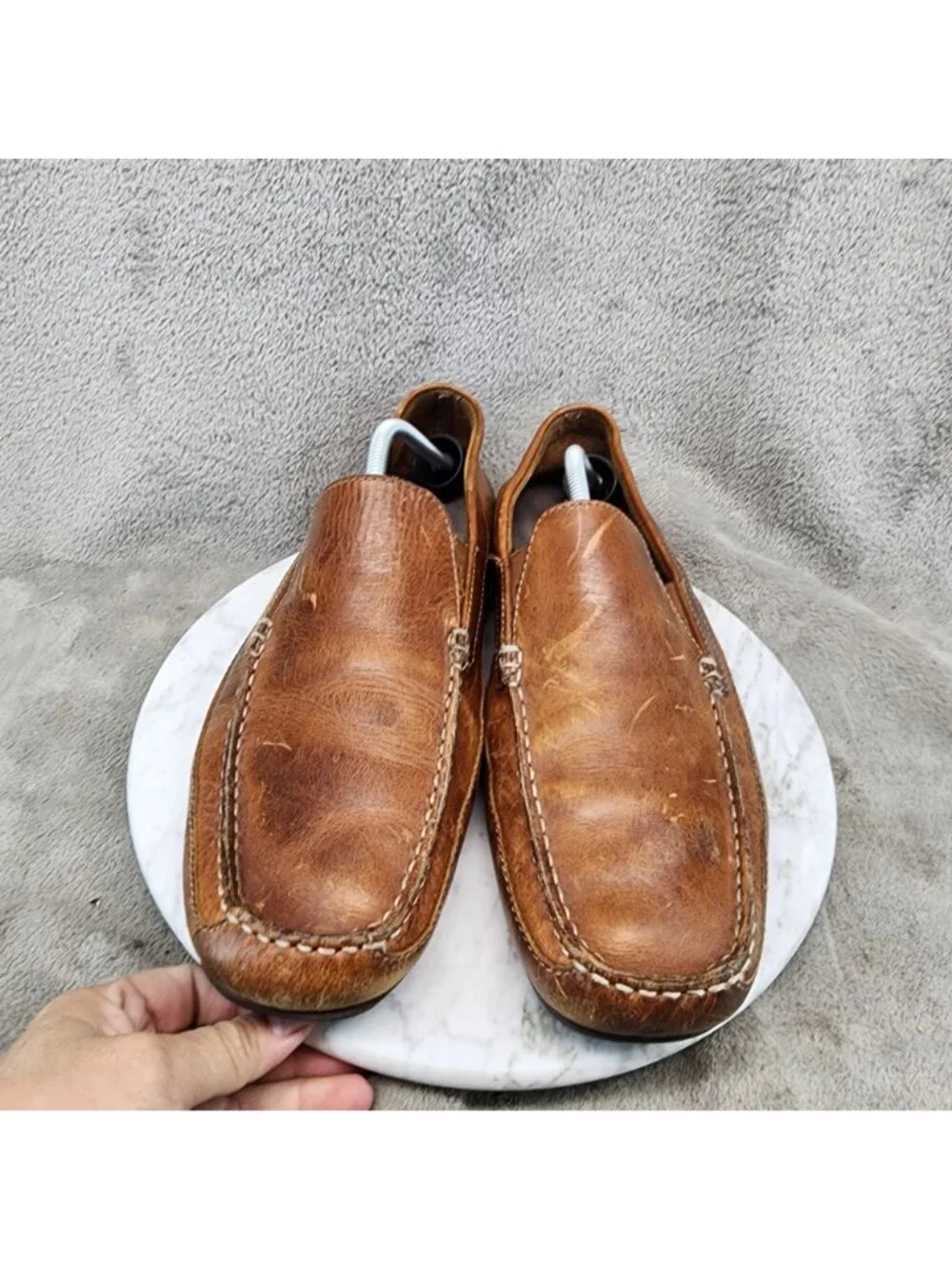 Rockport Shoes Mens Size 12 Brown Leather Slip On Driving Mocassin *Read*